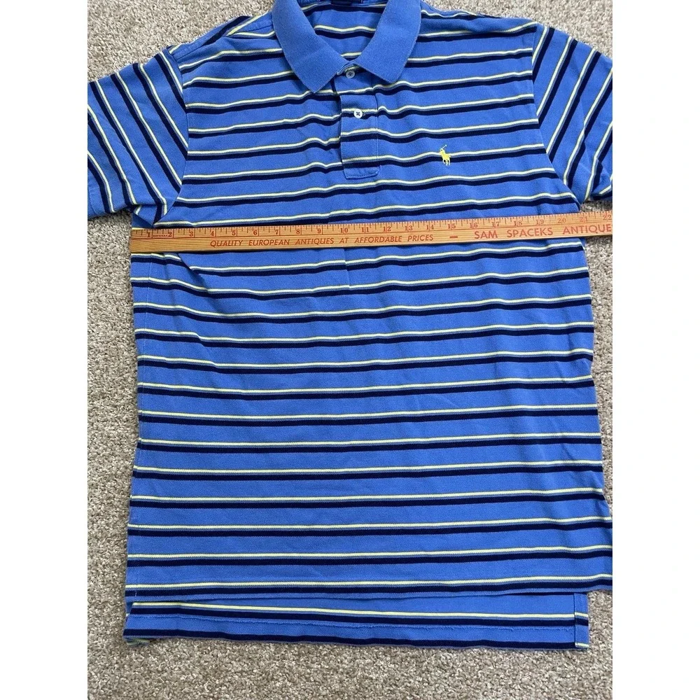 Vintage Polo Ralph Lauren Striped Shirt Blue Yellow Pony L